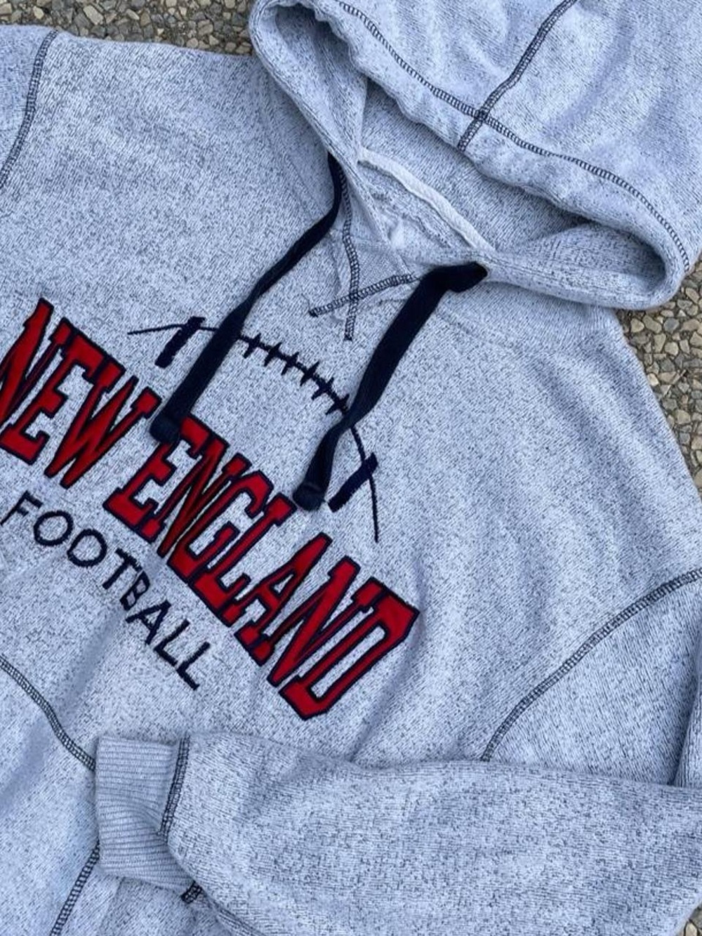 New England Patriots Football Hoodie - Light Gray with Red Logo